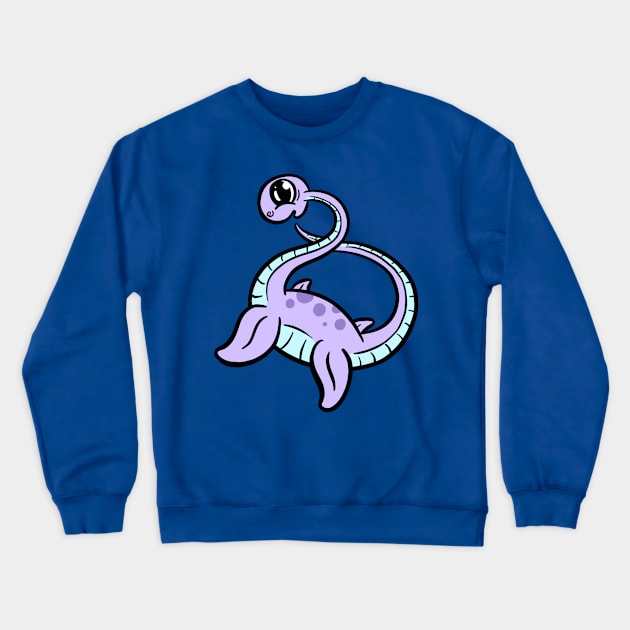 Cute plesiosaurus diplodocus dinosaur cartoon character Crewneck Sweatshirt by Squeeb Creative